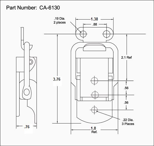 CA6130 OverCenter Draw Latch with Straight Loop Bail , Latches & Catches